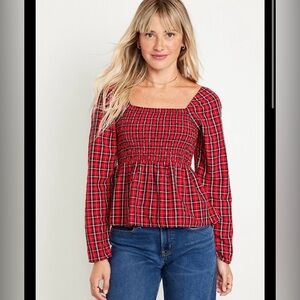 Smocked Seersucker Top